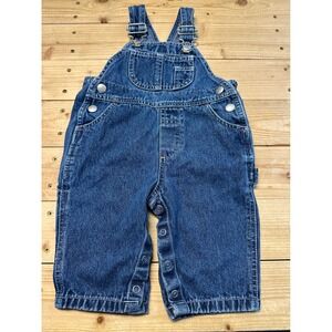 Vtg Baby Classic Denim Overalls 3-6 Months Snap Inseam Adjustable Straps